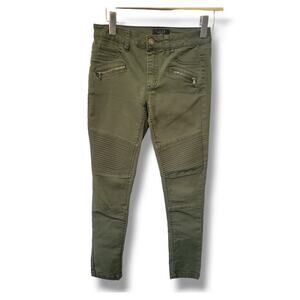 Tinsel women's military green Brian Moto Detail skinny fit pants - size 25